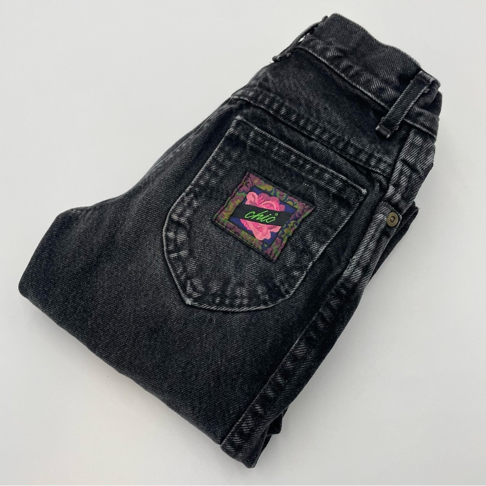 Vintage Jeans Child Girl Size 7 Slim Faded Black Denim Pants Kids Retro 80s‎ 90s